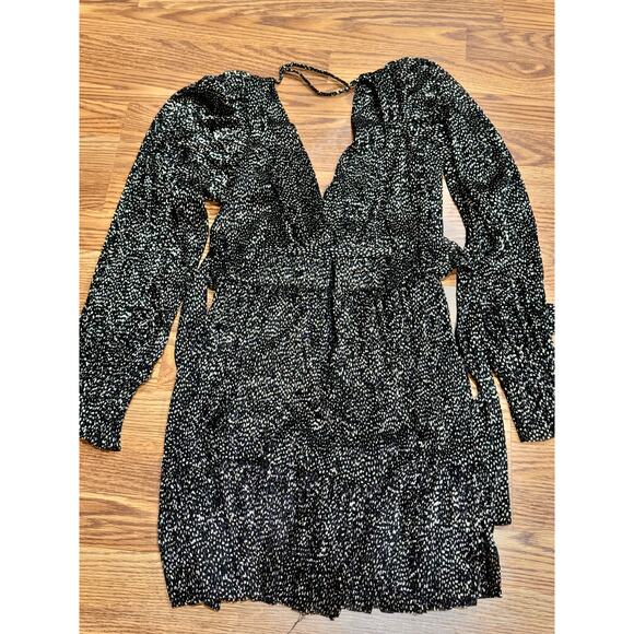 SABINA MUSAYEV Black Metallic party dress Mar V-Neck Minidress small - Picture 9 of 13